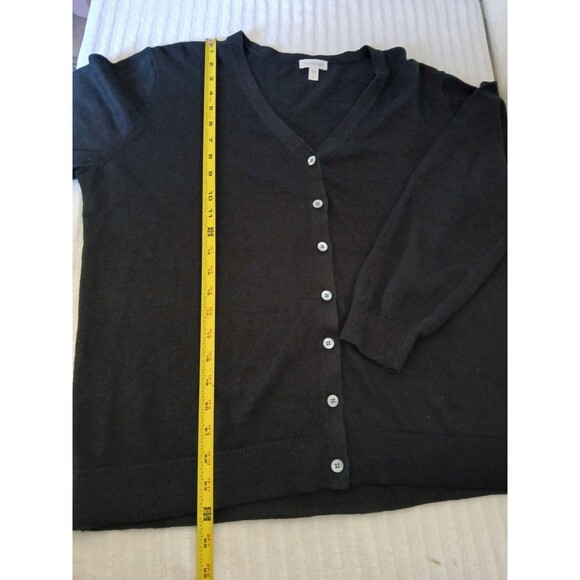 Garnet Hill Womens XL 100% Linen Black Sweater Button Front Lightweight Classic - Picture 8 of 15